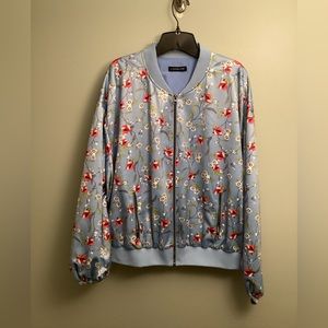 Lane Bryant floral silk bomber jacket